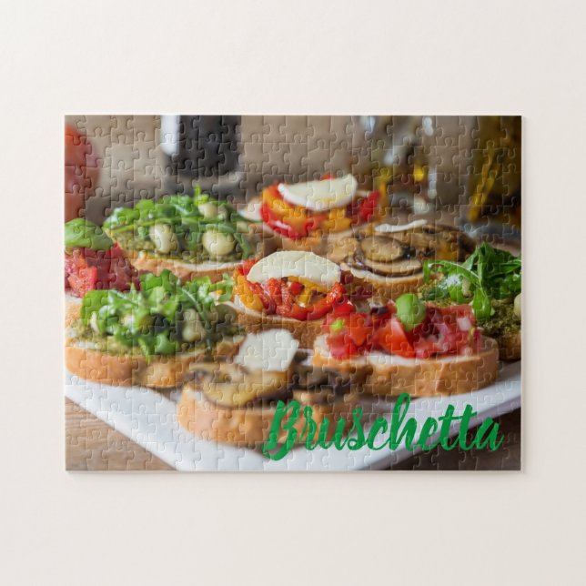 Quebra-cabeça Bruschetta Antipasti com feijão e arugula, (Horizontal)