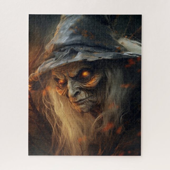 Quebra-cabeça Bruxa Assustadora de Halloween Assombrosa e Sinist (Vertical)