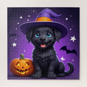 Quebra-cabeça Bruxa de Chapéu de Cachorrinho Fofo Halloween 🐶