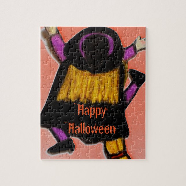 Quebra-cabeça bruxa de halloween caída puzzle (Vertical)
