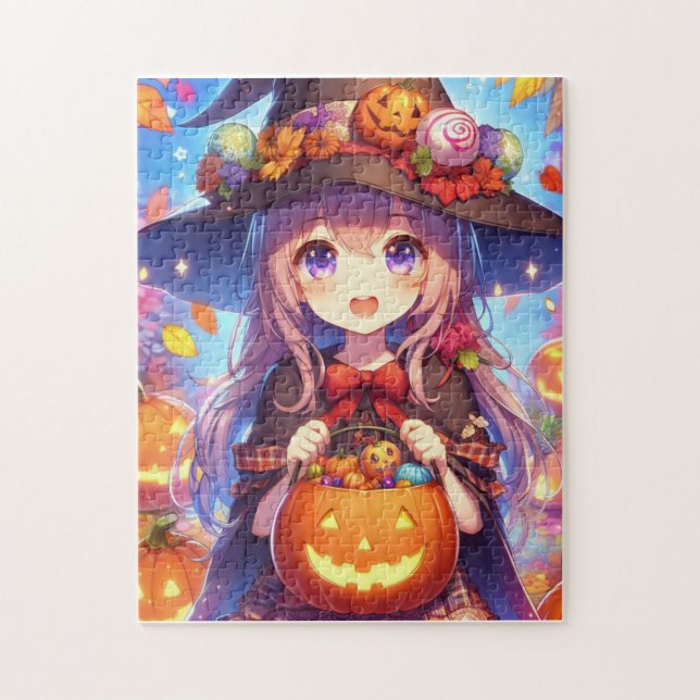 Quebra-cabeça Bruxa do Halloween do Anime Bonito (Vertical)