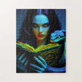 Quebra-cabeça Bruxa Escura com cobra e livro Espelho