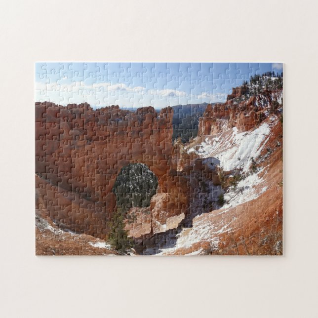 Quebra-cabeça Bryce Canyon Natural Bridge Snowy Landscape Foto (Horizontal)