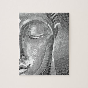 Quebra-cabeça Buddha preto e branco enfrenta
