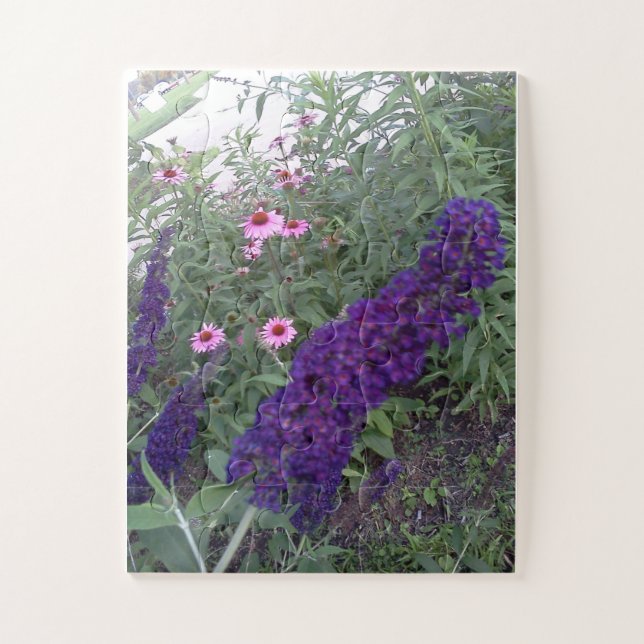 Quebra-cabeça Buddleja e Flor de Cone Roxo (Vertical)
