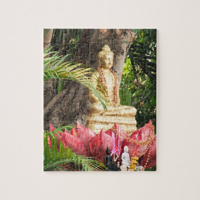Quebra-cabeça budismo, buda, estátua, religião, dourado, ásia, (Vertical)