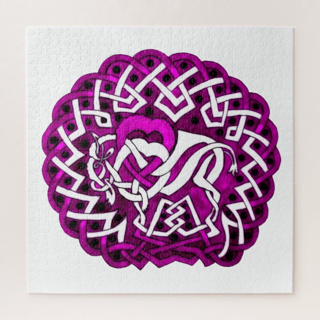 Quebra-cabeça Búfalo Céltico/design bisonte a rosa (Vertical)
