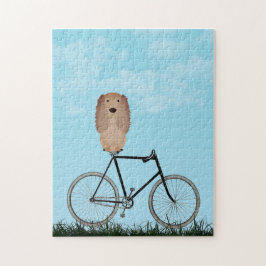 Quebra-cabeça Buff Cocker Spaniel Dog Sentado na Bicicleta Vinta