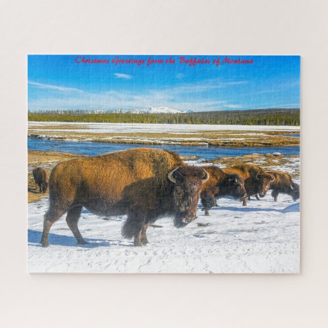 Quebra-cabeça Buffalo Montana.Saudação de Natal (Horizontal)