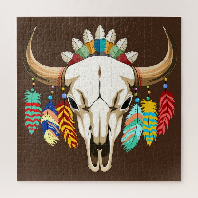 Quebra-cabeça Buffalo Skull Native American Emblem (Vertical)