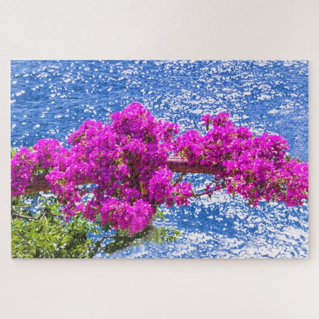 Quebra-cabeça Bugainvileia Roxa Em Positano, Itália (Horizontal)
