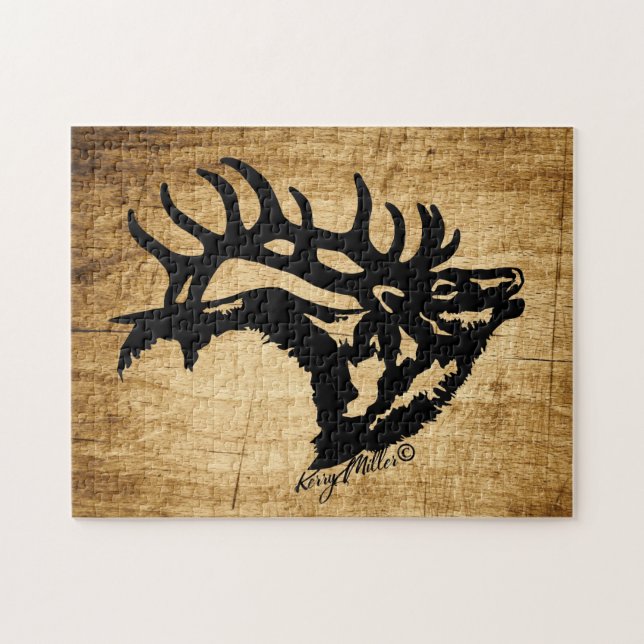 Quebra-cabeça Bull Elk Silhouette (Horizontal)