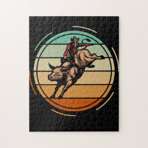 Quebra-cabeça Bull Riding Rodeo Rider Cowboy Western Vintage