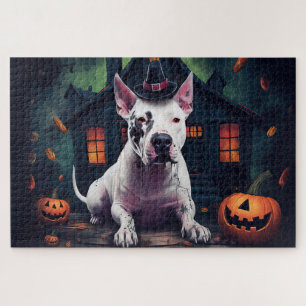 Quebra-cabeça Bull Terrier Abóboras Dia das Bruxas Assustador
