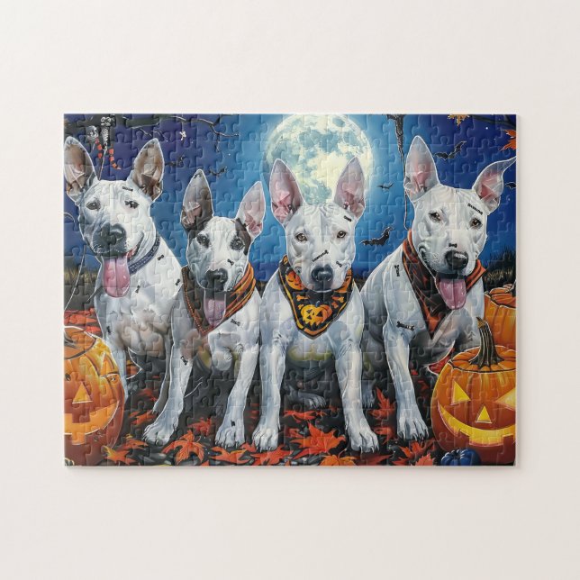 Quebra-cabeça Bull Terrier Halloween Spooky (Horizontal)
