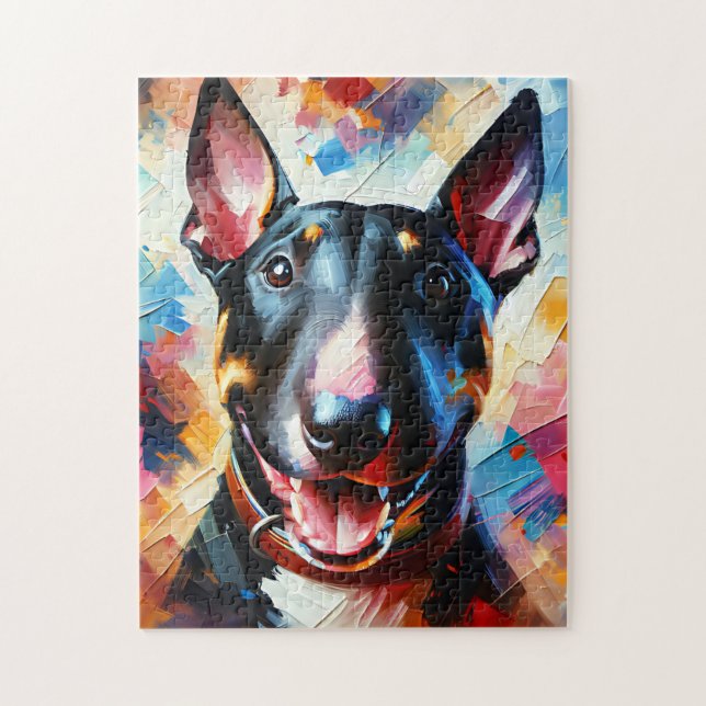 Quebra-cabeça Bull Terrier Miniatura | Preto | Impressão Acrílic (Vertical)