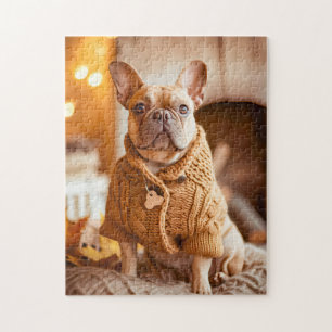 Quebra-cabeça Bulldog Francês em Roupas de Tricô