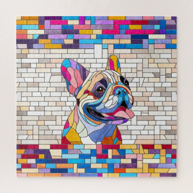 Quebra-cabeça Bulldog Francês - Frenchie - mosaico colorido (Vertical)