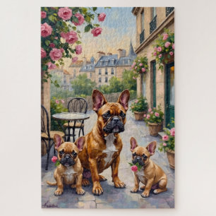 Quebra-cabeça Bulldog Francês Jardim de Paris Arte