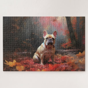 Quebra-cabeça Bulldog Francês nas Folhas de Outono Caem Inspira