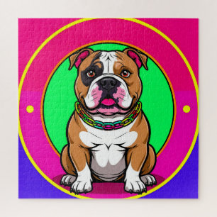 Quebra-cabeça Bulldog Inglês em um Fundo Vibrante
