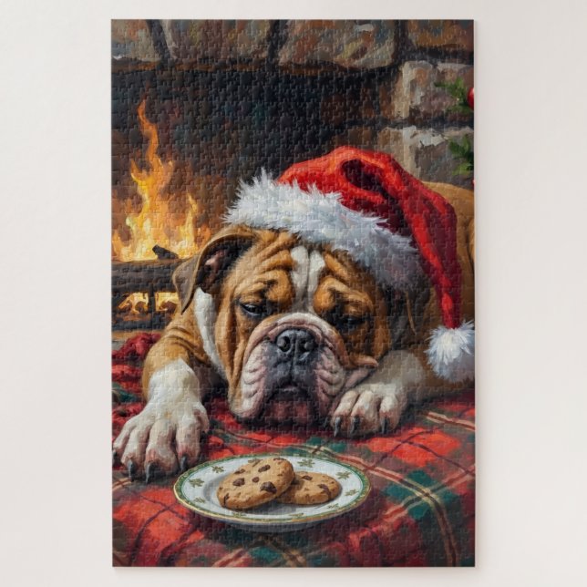 Quebra-cabeça Bulldog Sonolento Dormindo Rápido Chapéu de Papai  (Vertical)