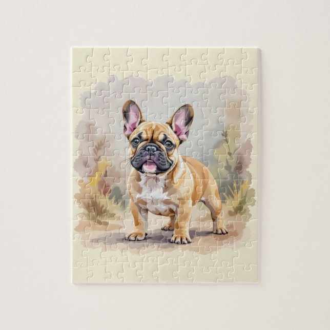 Quebra-cabeça Bulldogue Francês Marrom Bege - Cachorro Frenchie  (Vertical)