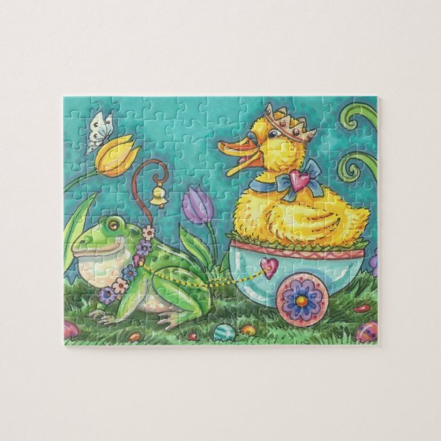 QUEBRA-CABEÇA BULLFROG & DUCK PRINCE NO CARTÃO DE OVOS, QUEBRA-C (Horizontal)