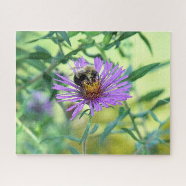 Quebra-cabeça Bumblebee na margarida roxa (Horizontal)