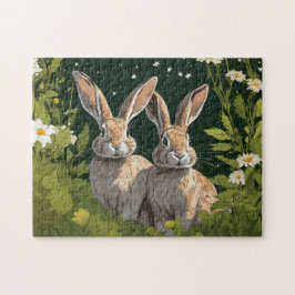 Quebra-cabeça Bunnies em um Campo