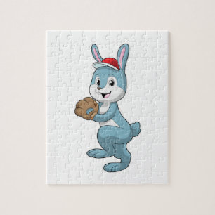 Quebra-cabeça Bunny no Baseball com luva de baseball