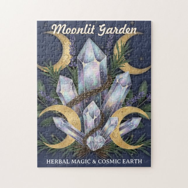 Quebra-cabeça Buquê de Cristal do Jardim ao Luar • Magia Herbal (Vertical)
