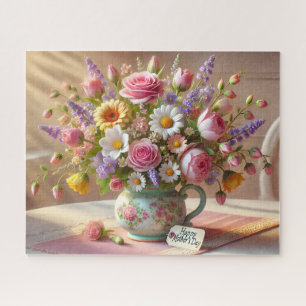 Quebra-cabeça Buquê de Dia das Mães em Vaso Floral Pastel