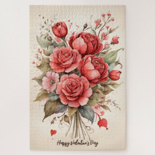 Quebra-cabeça Buquê de Dia de os namorados Vintage Watercolor