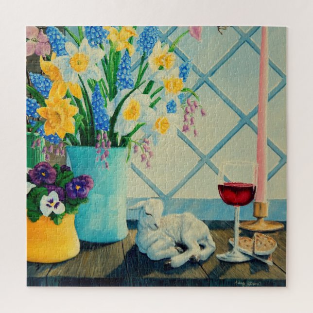 Quebra-cabeça buquê de Primavera, Lamb de Deus/vinho/passagem (Vertical)