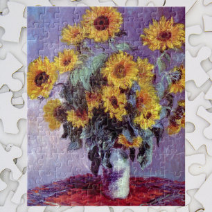 Quebra-cabeça Buquê de Sunflower por Claude Monet, Vintage Art