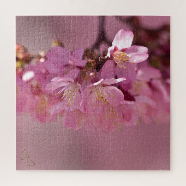 Quebra-cabeça Buquê Delicado Rosa de Flores de Cerejeira Sakura (Vertical)