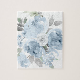 Quebra-cabeça Buquê Floral de Casamento Azul Dusty Rapariga da F
