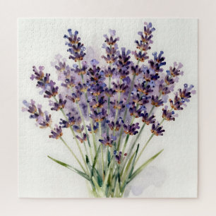 Quebra-cabeça Buquê Floral de Lavanda em Aquarela