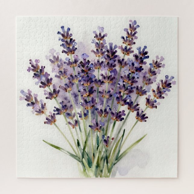 Quebra-cabeça Buquê Floral de Lavanda em Aquarela (Vertical)