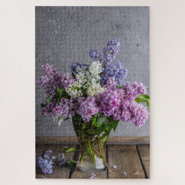 Quebra-cabeça Buquê Floral Russo Lilac Em Vidro (Vertical)