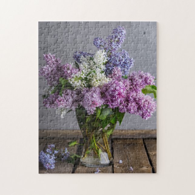 Quebra-cabeça Buquê Floral Russo Lilac Em Vidro (Vertical)