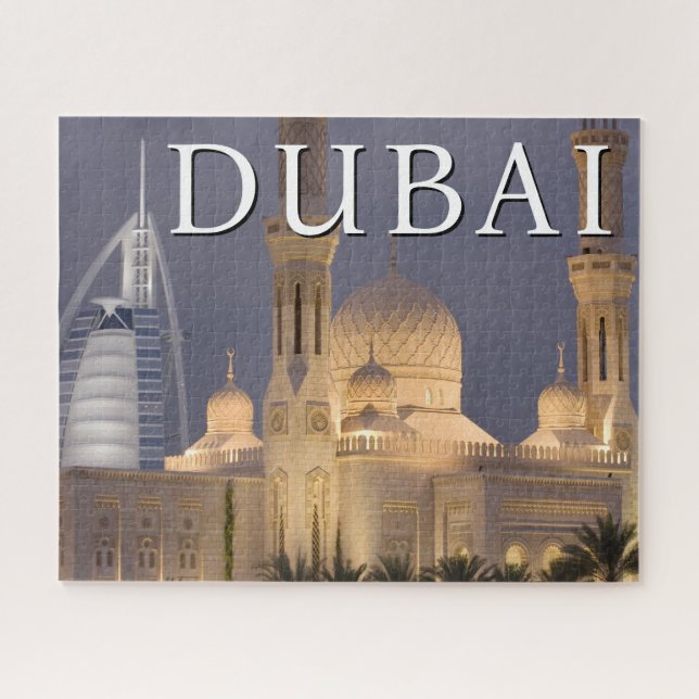 Quebra-cabeça Burj al Arab | Mesquita à Noite Dubai (Horizontal)