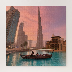 Quebra-cabeça Burj Khalifa Boat Lake Cityscape