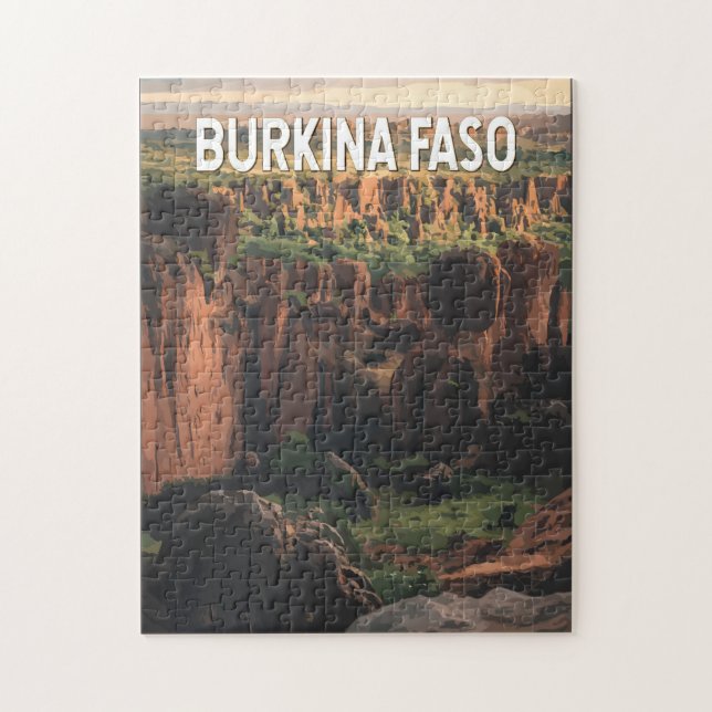 Quebra-cabeça Burkina Faso Ilustração Viagem Art Vintage (Vertical)
