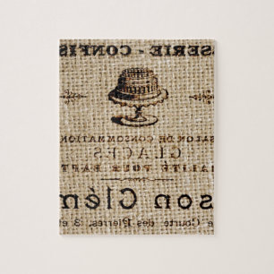 Quebra-cabeça burlap scripts chique french country cake