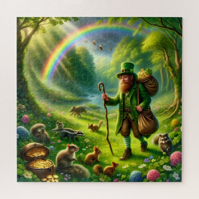 Quebra-cabeça Busca do Caldeirão de Ouro do Leprechaun Dia de Sã (Horizontal)
