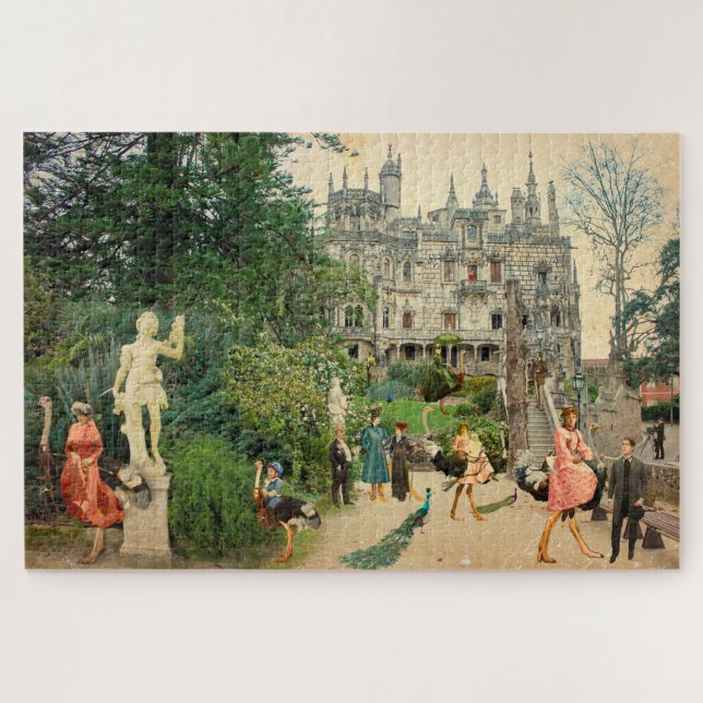 Quebra-cabeça Cabalgando avestruces en A Regaleira (Portugal) (Horizontal)