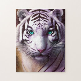 Quebra-cabeça Cabeça Branca de Tigre com Olhos Mesmerizados