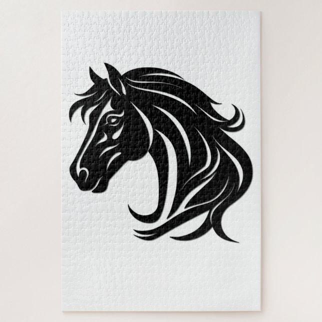 Quebra-cabeça Cabeça de Cavalo Preto Magnífico (Vertical)